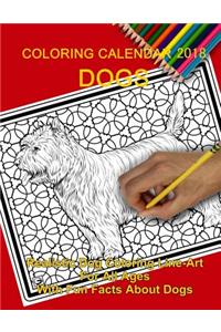 Coloring Calendar 2018; Dogs