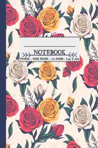 Wide Ruled Notebook Floral