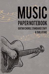 Music paper notebook - Guitar chord, Standard staff & Tablature