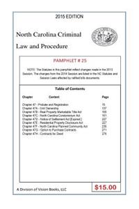 North Carolina Criminal Law and Procedure-Pamphlet 25