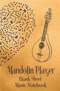 Mandolin Player Blank Sheet Music Notebook