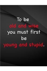 To be old and wise you must first be young and stupid.: To be old and wise you must first be young and stupid