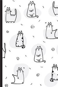 Busy Cat Doing Yoga - Black and White