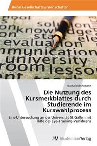 Die Nutzung des Kursmerkblattes durch Studierende im Kurswahlprozess