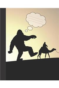Funny Sasquatch and Camels Blank Wide-ruled Lined School Blank Composition Notebook