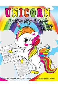 Unicorn Activity Book For Kids Ages 4--8