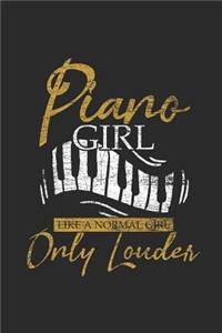 Piano Girl: Small Lined Notebook (6 X 9 -120 Pages) - Music Instrument Gift For Music Teacher And Students