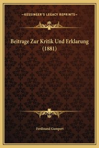 Beitrage Zur Kritik Und Erklarung (1881)