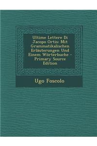 Ultime Lettere Di Jacopo Ortis