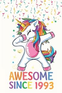Awesome Since 1993 Notebook Dabbing Unicorn Birthday Gift