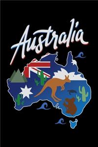 Australia: Travel Australia Fun Aussie Map Lined Notebook Journal Diary 6x9