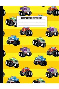 Composition Notebook: Monster Truck Handwriting Paper Journal, Primary School Grades K-2, 7.44 x 9.69 inches, 110 pages