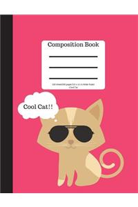 Composition Book 100 Sheet/200 Pages 8.5 X 11 In.-Wide Ruled-Cool Cat