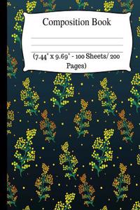 Composition Book: Cute Leaf Notebook, Wide Ruled Composition Book for Kids, Cute Notebooks for School, Wide Ruled Lined Paper. (7.44 X 9.69 - 100 Sheets/ 200 Pages), Dark Notebook.