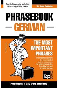 English-German phrasebook and 250-word mini dictionary