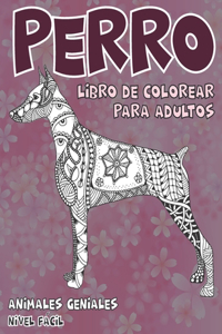 Libro de colorear para adultos - Nivel fácil - Animales geniales - Perro