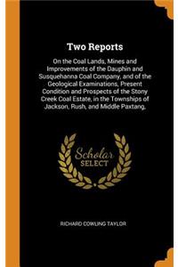 Two Reports: On the Coal Lands, Mines and Improvements of the Dauphin and Susquehanna Coal Company, and of the Geological Examinations, Present Condition and Prospects of the Stony Creek Coal Estate, in the Townships of Jackson, Rush, and Middle Pa