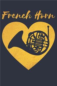 Vintage French Horn Notebook - Gift for French Horn Player - Retro French Horn Diary - French Horn Lesson Journal