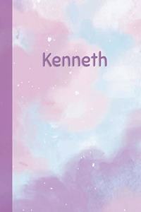 Kenneth: Personalized Composition Notebook - College Ruled (Lined) Exercise Book for School Notes, Assignments, Homework, Essay Writing. Purple Pink Blue Cov