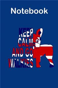 Keep Calm and Go Walkies French Bulldog Notebook Blue