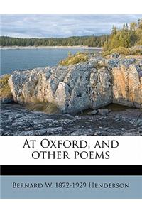 At Oxford, and Other Poems