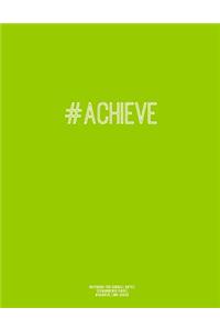 Notebook for Cornell Notes, 120 Numbered Pages, #ACHIEVE, Lime Cover