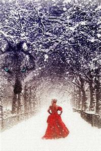 A Mysterious Woman in Red in a Winter Forest Fantasy Illustration Journal