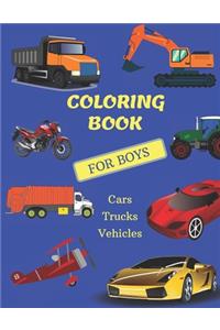 Coloring Book For Boys Cars, Trucks and Vehicles