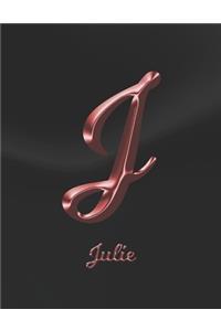 Julie: 1 Year Weekly Planner with Note Pages (12 Months) - Black Marble Rose Gold Pink Effect Letter J - 2020 - 2021 - Week Planning - Monthly Appointment 