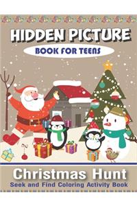 Hidden Picture Book for Teens, Christmas Hunt Seek And Find Coloring Activity Book
