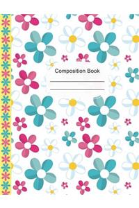 Colorful Pink Blue Daisies Composition Notebook College Ruled Paper