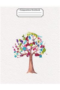 Composition Notebook Watercolor Tree Design Vol 9
