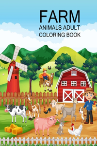 Farm Animals Adult Coloring Book