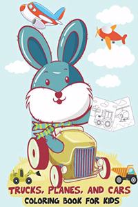Trucks, Planes, and Cars Coloring Book for kids