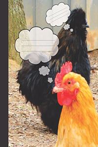 Crazy Chicken Unique Rooster Wide-ruled Lined School Composition Notebook