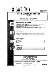 Monthly Hotline Report RCRA-UST Superfund and EPCRA July 1995