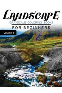 Landscapes GRAYSCALE Coloring Books for beginners Volume 3