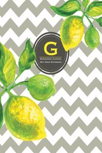 Monogram Journal G - Dot Grid Notebook: Large 8.5 X 11, Yellow Lemon & Grey Chevron