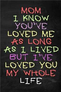 Mom I Know You've Loved Me As Long As I Lived But I've Loved You My Whole Life