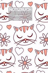Notizbuch A5 Muster Zeichnung Katzen Katze Cat Blumen Flower