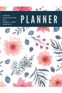 Floral Watercolor 2019 Weekly and Monthly Planner
