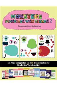 Scherenkenntnisse Kindergarten: 20 vollfarbige Kindergarten-Arbeitsblätter zum Ausschneiden und Einfügen - Monster 2