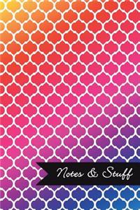 Notes & Stuff - Lined Notebook with Bright Colors Moroccan Trellis Pattern Cover