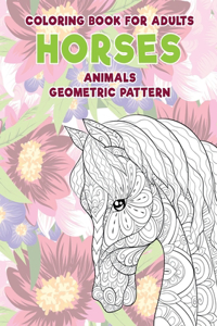 Coloring Book for Adults Geometric pattern - Animal - Horses