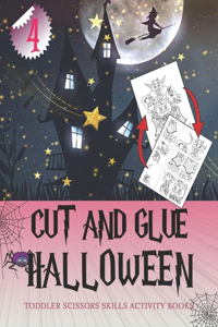 HALLOWEEN CUT AND GLUE 4 Toddler Scissors Skills Activity books