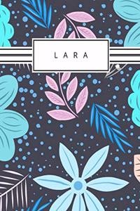 Lara: Personalized blue flowers sketchbook with name: 120 Pages