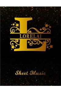 Lorelai Sheet Music: Personalized Name Letter L Blank Manuscript Notebook Journal Instrument Composition Book for Musician & Composer 12 Staves per Page Staff Line Notep