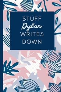 Stuff Dylan Writes Down: Personalized Journal / Notebook (6 x 9 inch) STUNNING Navy Blue and Mauve Blush Pink Pattern