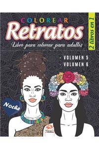 Colorear Retratos - Noche -2 libros en 1