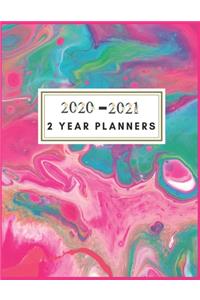 2020-2021 2 Year Planners: Two year planner 2020-2021 monthly 8.5 x 11 - Colorful Watercolor - 2 Year Calendar Jan 2020-Dec 2021 Monthly - 24 Months Agenda Planner with Holida